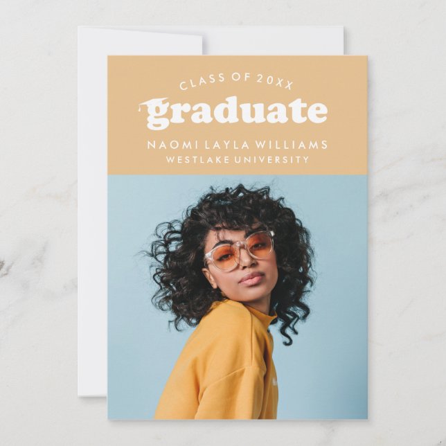 BOLD MODERN RETRO GRADUATE | EINLADUNG VON ABSCHLÜ (Vorderseite)