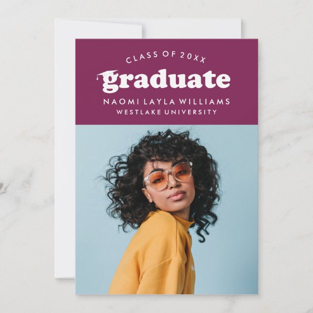 BOLD MODERN RETRO GRADUATE | EINLADUNG VON ABSCHLÜ (Vorderseite)