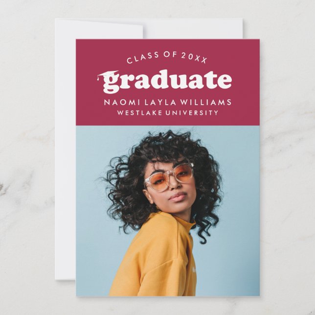 BOLD MODERN RETRO GRADUATE | EINLADUNG VON ABSCHLÜ (Vorderseite)