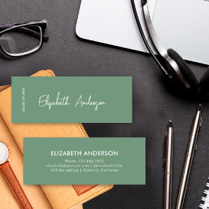 Bold Modern Sage Green Graduate Student Abschluss Telefonnummerkarte