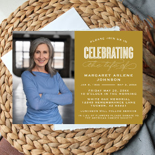 BOLD MODERN SCRIPT FEIERUNG LEBEN FUNERAL EINLADUNG