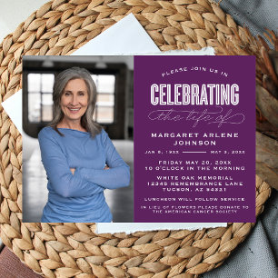 BOLD MODERN SCRIPT FEIERUNG LEBEN FUNERAL EINLADUNG