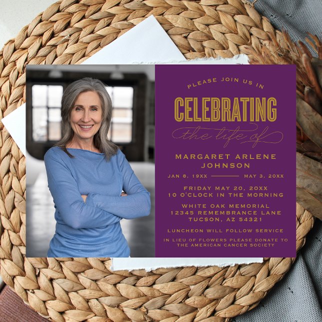 BOLD MODERN SCRIPT FEIERUNG LEBEN FUNERAL EINLADUNG (Von Creator hochgeladen)