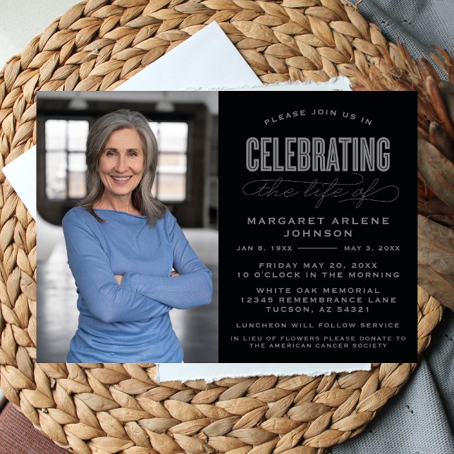 BOLD MODERN SCRIPT FEIERUNG LEBEN FUNERAL EINLADUNG (Von Creator hochgeladen)