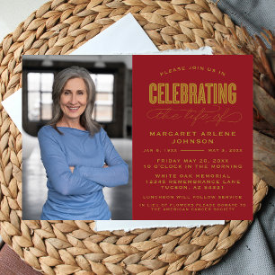 BOLD MODERN SCRIPT FEIERUNG LEBEN FUNERAL EINLADUNG