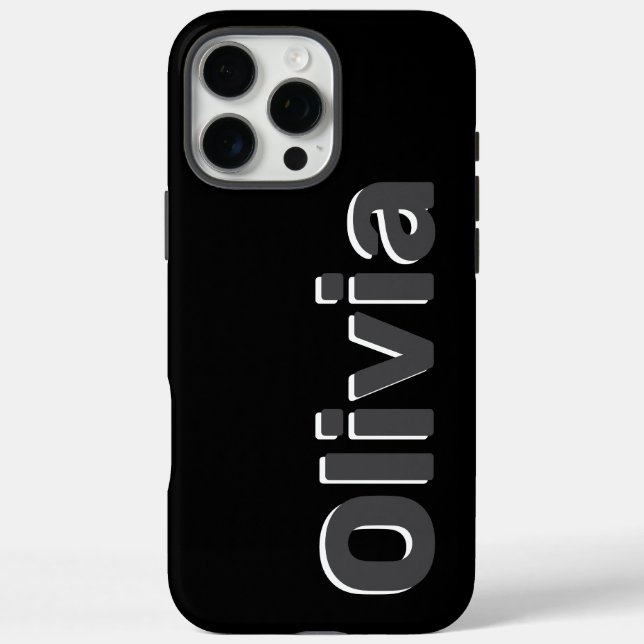 Bold Modern Simple Black & Gray Name Case-Mate iPhone Hülle (Rückseite)