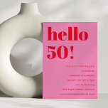 Bold Modern Simple Fun Pink und Red 50. Geburtstag Einladung<br><div class="desc">Bold Modern Simple Fun Pink und Red 50. Geburtstag Einladung</div>