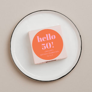 Bold Modern Simple Orange Pink 50. Geburtstagspart Runder Aufkleber