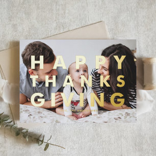 Bold Modern Typografy Foto Happy Thanksgiving Folien Feiertagskarte