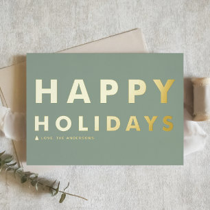 Bold Modern Typografy Sage Green Happy Holidays Folien Feiertagskarte