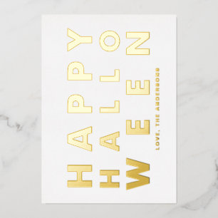 Bold Modern Typografy White Happy Halloween Folien Feiertagskarte