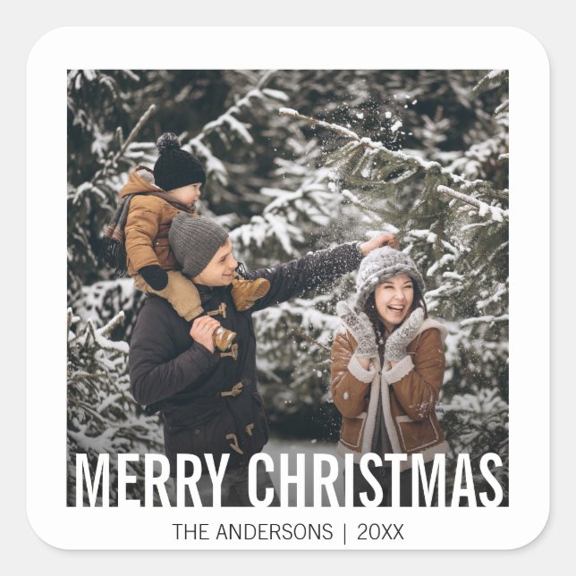 Bold Modern Weihnachtsaufenthaltskleber Quadratischer Aufkleber (Vorderseite)