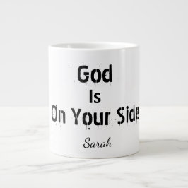 Bold Modern White Name Faith God Is On Your Side  Jumbo-Tasse