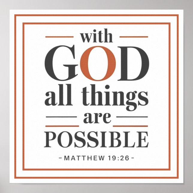 Bold Modern With God All Things Are Possible Poster (Vorne)