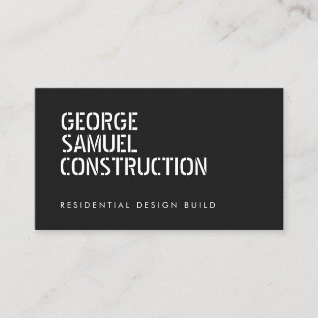 Bold Molded Construction Business QR Code Black Visitenkarte (Vorderseite)