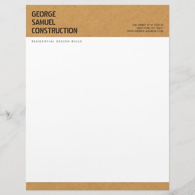 Bold Molded Particle Board Construction Business Briefbogen (Vorderseite)