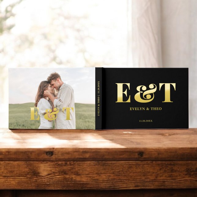 Bold Monogram Elegant Foto Wedding Gästebuch (Von Creator hochgeladen)