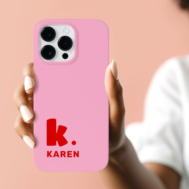 Bold monogram initial and name red pink Case-Mate iPhone hülle (Bold monogram initial and name red pink Case-Mate iPhone case)