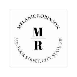 Bold Monogramm Circle Rücksendeadresse Permastempel