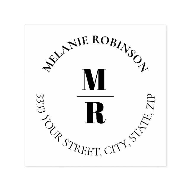 Bold Monogramm Circle Rücksendeadresse Permastempel (Design)
