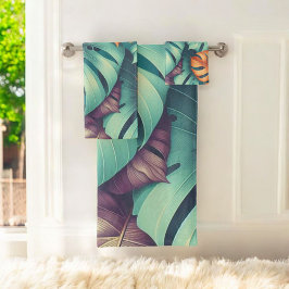 Bold Monstera Muster Tropical Leaf Sommer Frühling Badhandtuch Set