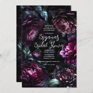 Bold Moody Blume Black Enchanted Floral Bridal Einladung