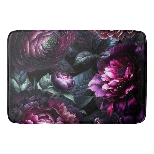 Bold Moody Blume Black Enchanted Floral Garden Badematte (Vorderseite)