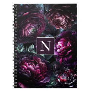 Bold Moody Blume Black Enchanted Floral Garden Notizblock