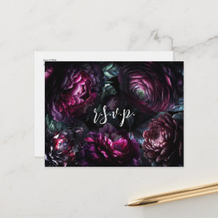 Bold Moody Blume verzaubert Floral Wedding RSVP Ankündigungspostkarte