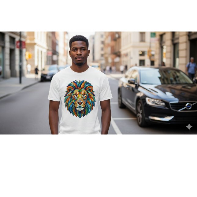 Bold Mosaic Lion Head – Vibrant Artistic King  T-Shirt (Von Creator hochgeladen)