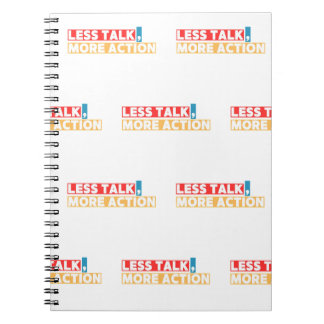 Bold Motivational Quote – Less Talk, More Action Notizblock