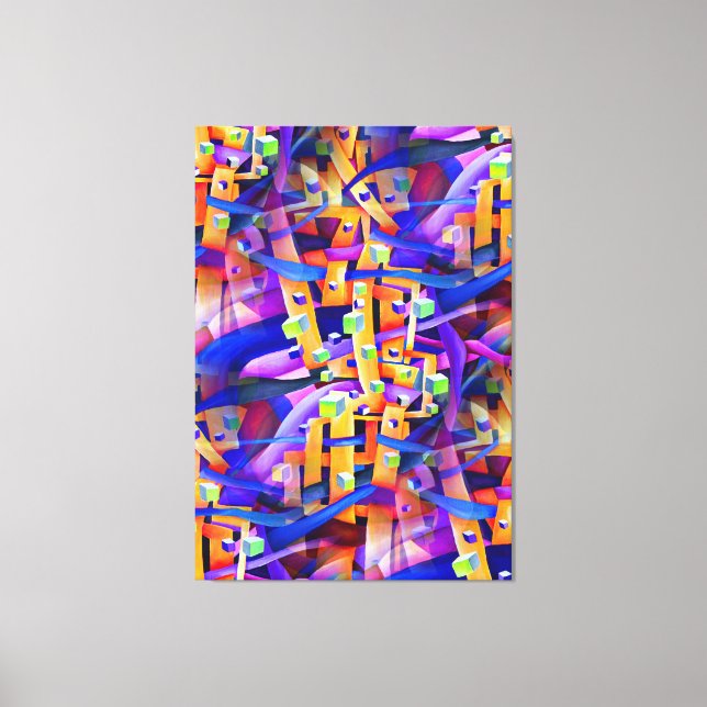 Bold Multicolred Flamboyant Geometric Abstrakt Leinwanddruck (Vorderseite)