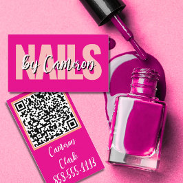 Bold Nail Artist Hot Pink Background Script Type Visitenkarte