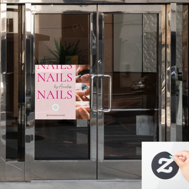 Bold Nails Blush Pink Logo Foto Makeup Studio  Fensteraufkleber (Büro Tür)