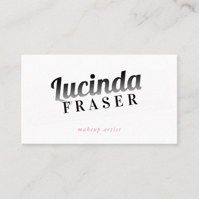 BOLD NAME FADE Retro minimale schwarzen Korallenro Visitenkarte (Vorderseite)