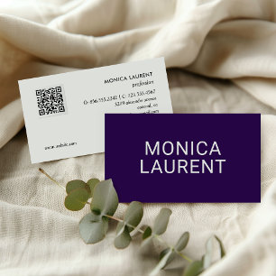 BOLD NAME QR CODE LOGO SOCIAL ICONS CHIC LILA VISITENKARTE