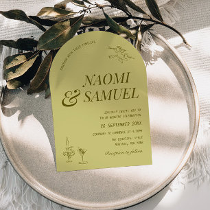 Bold Names Arch Chartreuse Wedding Einladung