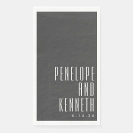 Bold Names Retro Typografy Schwarz-weiß Wedding Serviette