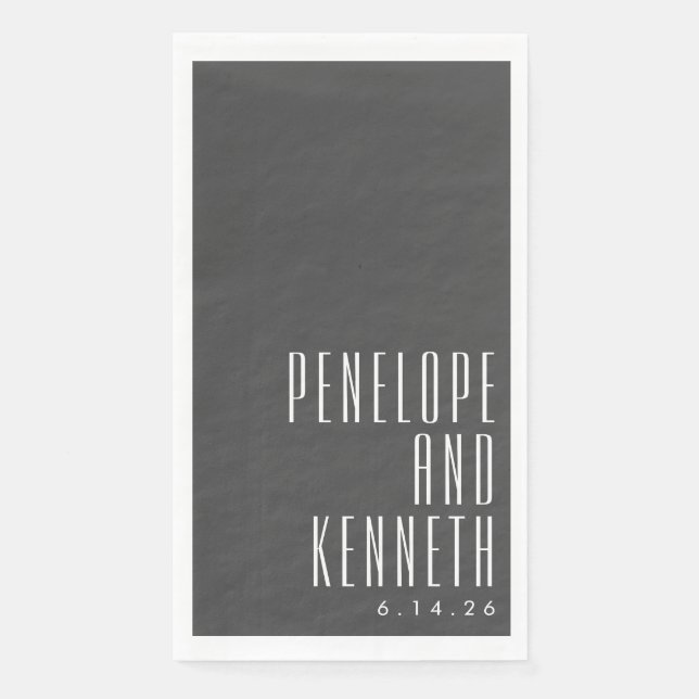 Bold Names Retro Typografy Schwarz-weiß Wedding Serviette (Vorderseite)