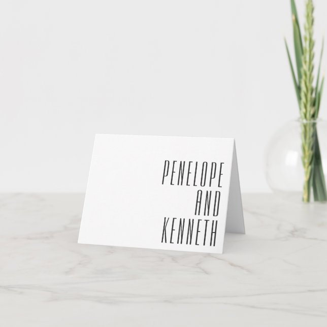 Bold Names Schwarz-weiß Retro Typografy Wedding Dankeskarte (Vorderseite)