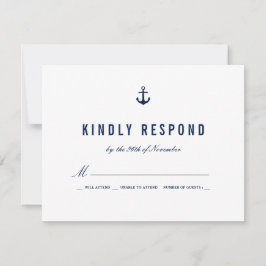 Bold Nautic Theme Navy Stripes UAWG RSVP Karte
