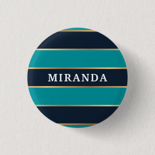 Bold Navy Blue Gold Stripe Muster Button