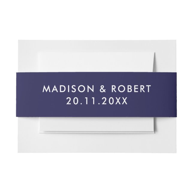 Bold Navy Blue Minimalistisch Modern Simple Weddin Einladungsbanderole (Vorderseite Beispiel)