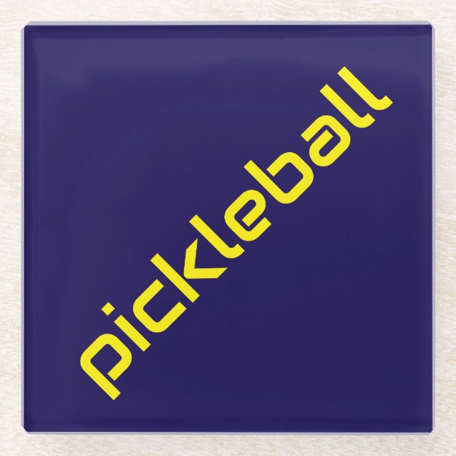 Bold Navy Sleek Bright Yellow Diagonal PICKLEBALL Glasuntersetzer (Vorderseite)
