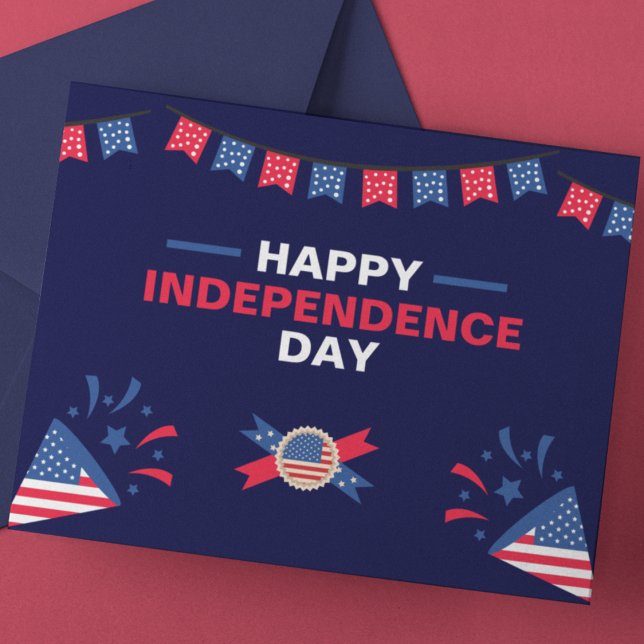 Bold Navy und Red Festive Patriotic Postkarte (Von Creator hochgeladen)