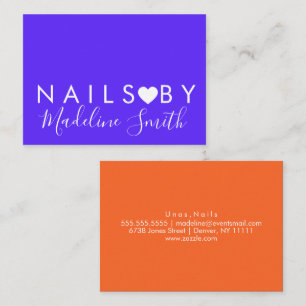 Bold Neon Herz Makeup-Artist Nagelstudio Visitenkarte