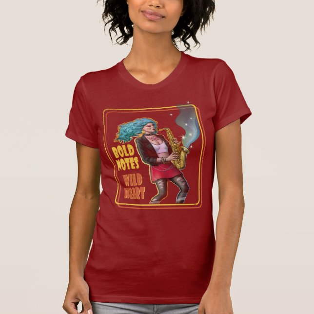 Bold Notes, Wild Heart – Saxophone Girl T-Shirt (Vorderseite)