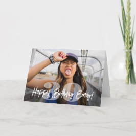 Bold Numbers Foto Overlay Happy Birthday Script Karte