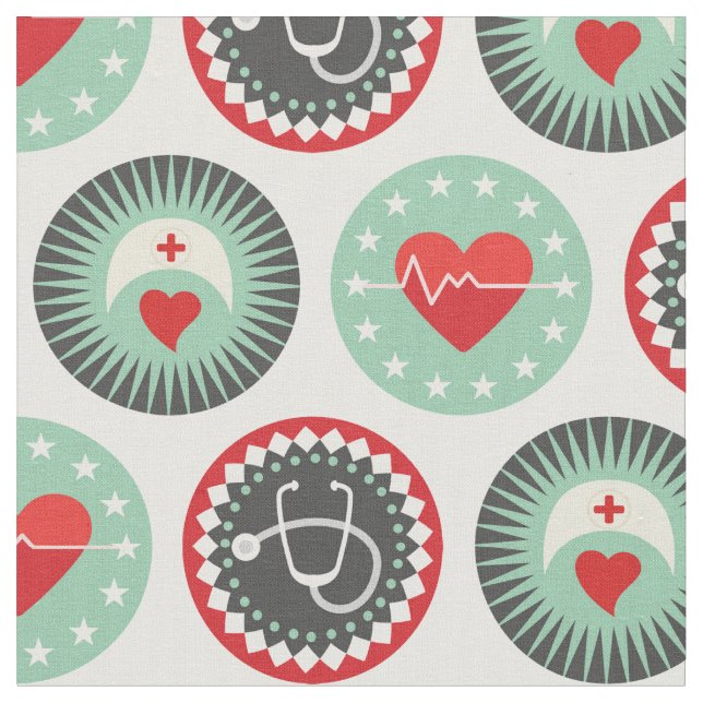 Bold Nurse Pattern - LPN RN Gesundheit Stoff (Nahaufnahme)