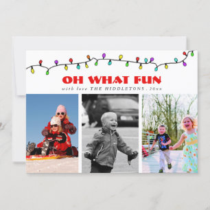 Bold Oh, was Spaß Red Script Drei Foto Urlaub Feiertagskarte